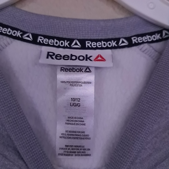 Reebok Essential Hoodie, Gray Kids‎ Fleece Crew Neck, Size L 10/12 - Picture 10 of 14